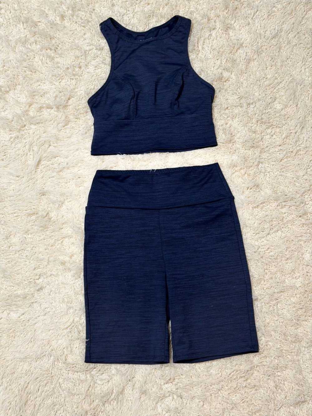 NWOT Adore me XS Navy Crop Tank and High-Waist Bike Shorts Set